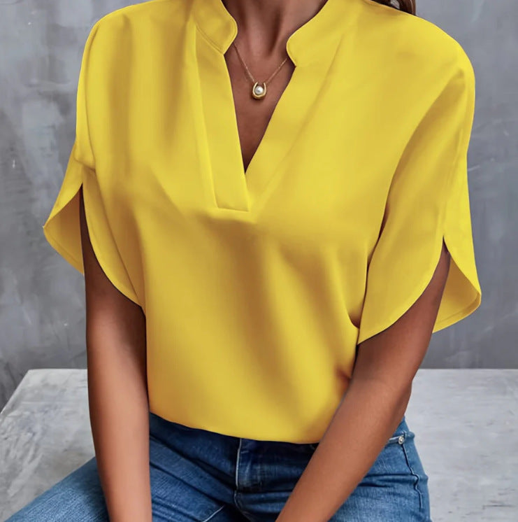 Chemise d'été femme en chiffon, col V