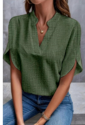 Chemise d'été femme en chiffon, col V
