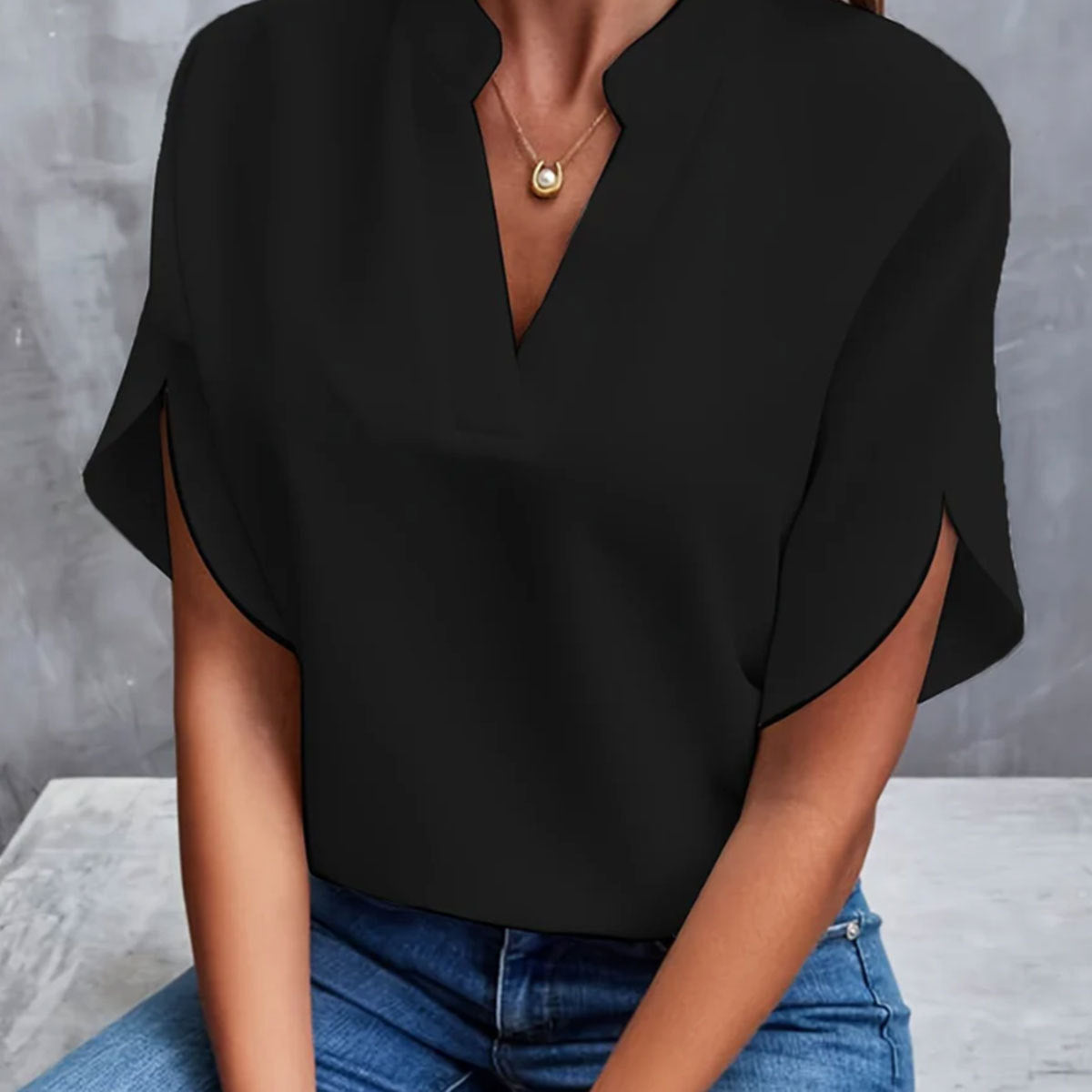 Chemise d'été femme en chiffon, col V
