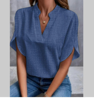 Chemise d'été femme en chiffon, col V