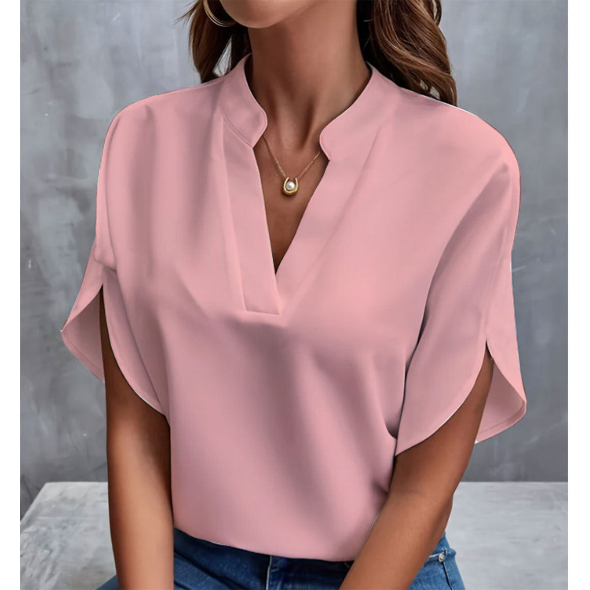 Chemise d'été femme en chiffon, col V