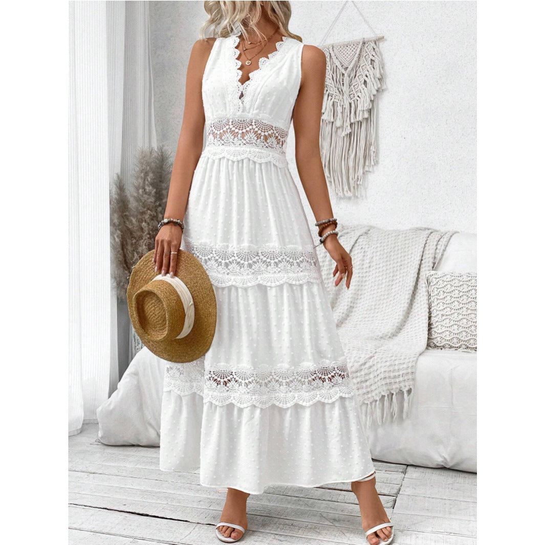 Robe sans manches en dentelle – Style chic et féminin