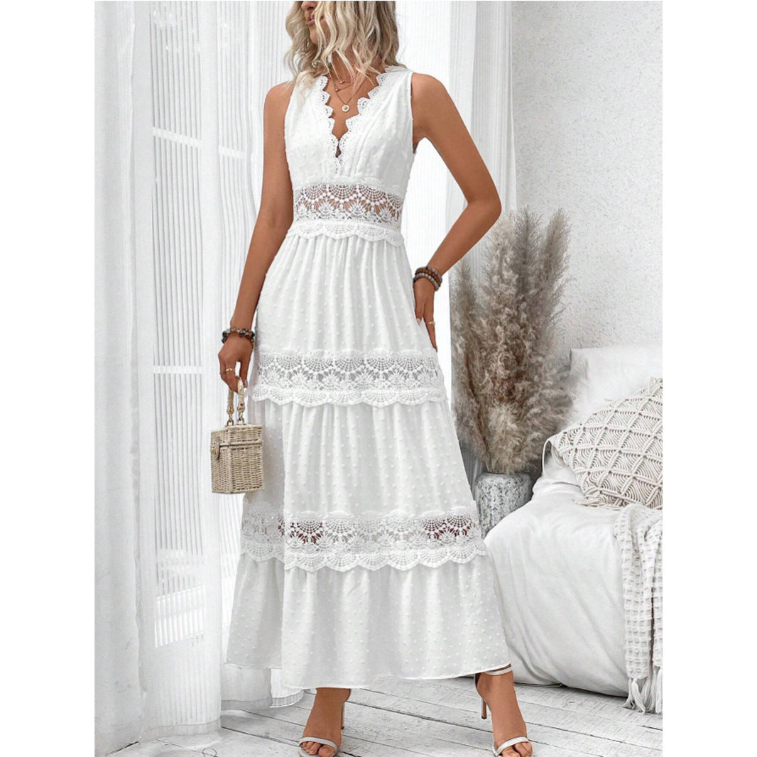 Robe sans manches en dentelle – Style chic et féminin