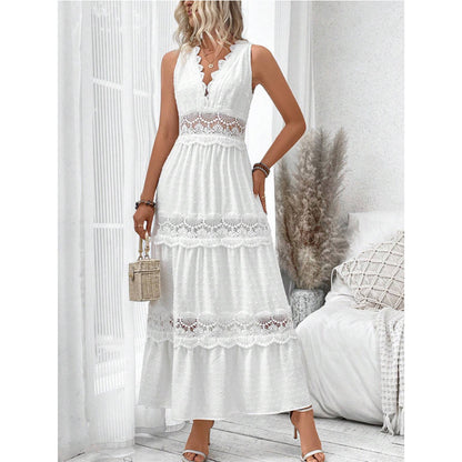 Robe sans manches en dentelle – Style chic et féminin