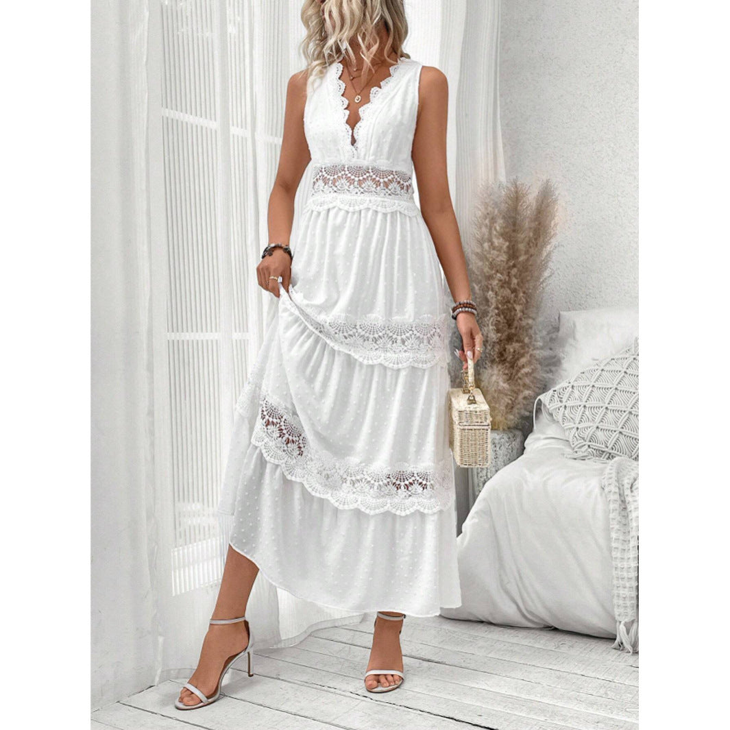 Robe sans manches en dentelle – Style chic et féminin