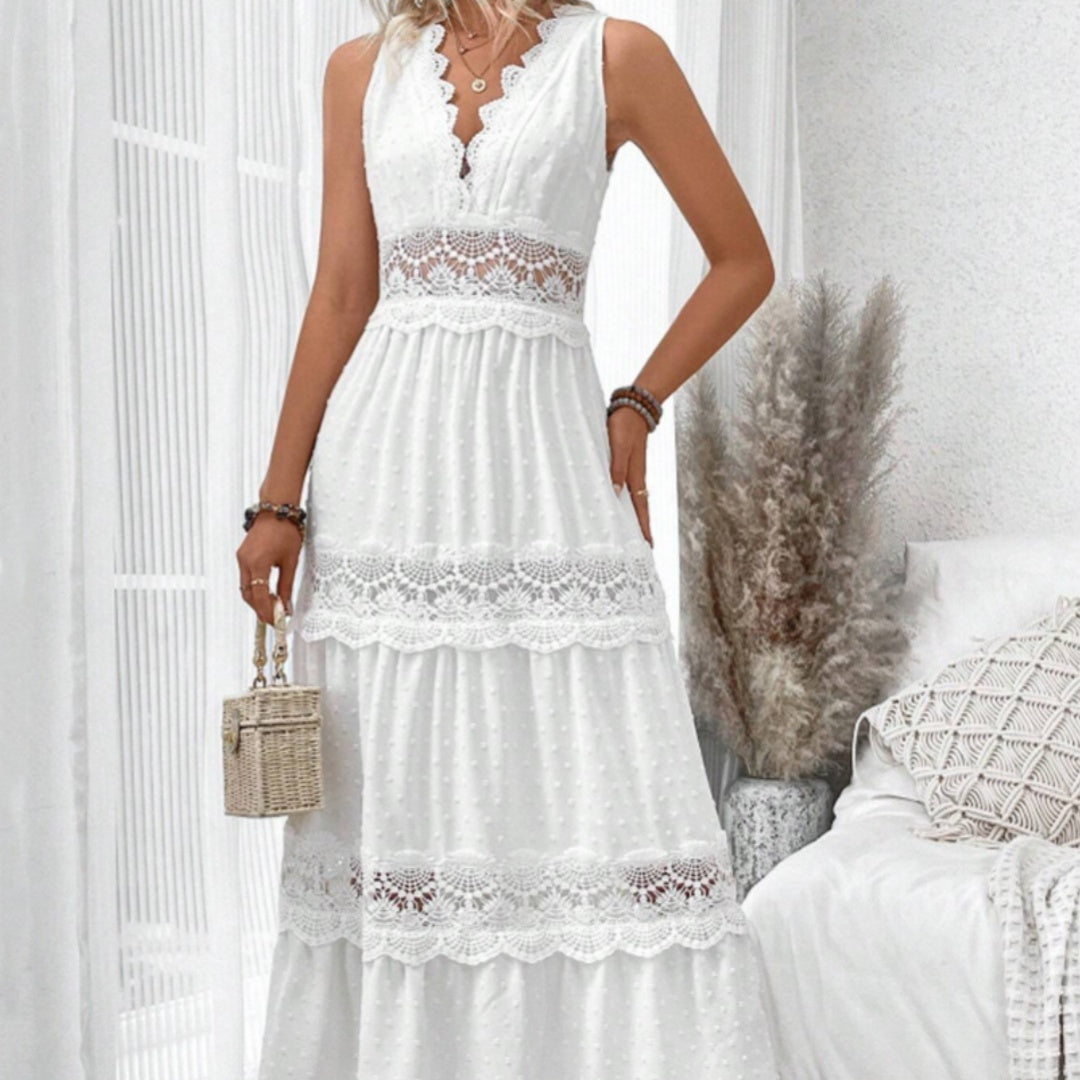 Robe sans manches en dentelle – Style chic et féminin