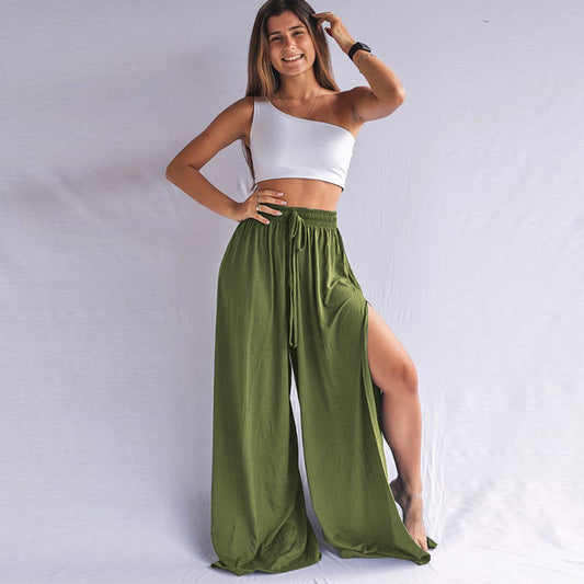 Pantalon Large Femme avec Fente – Confort & Style