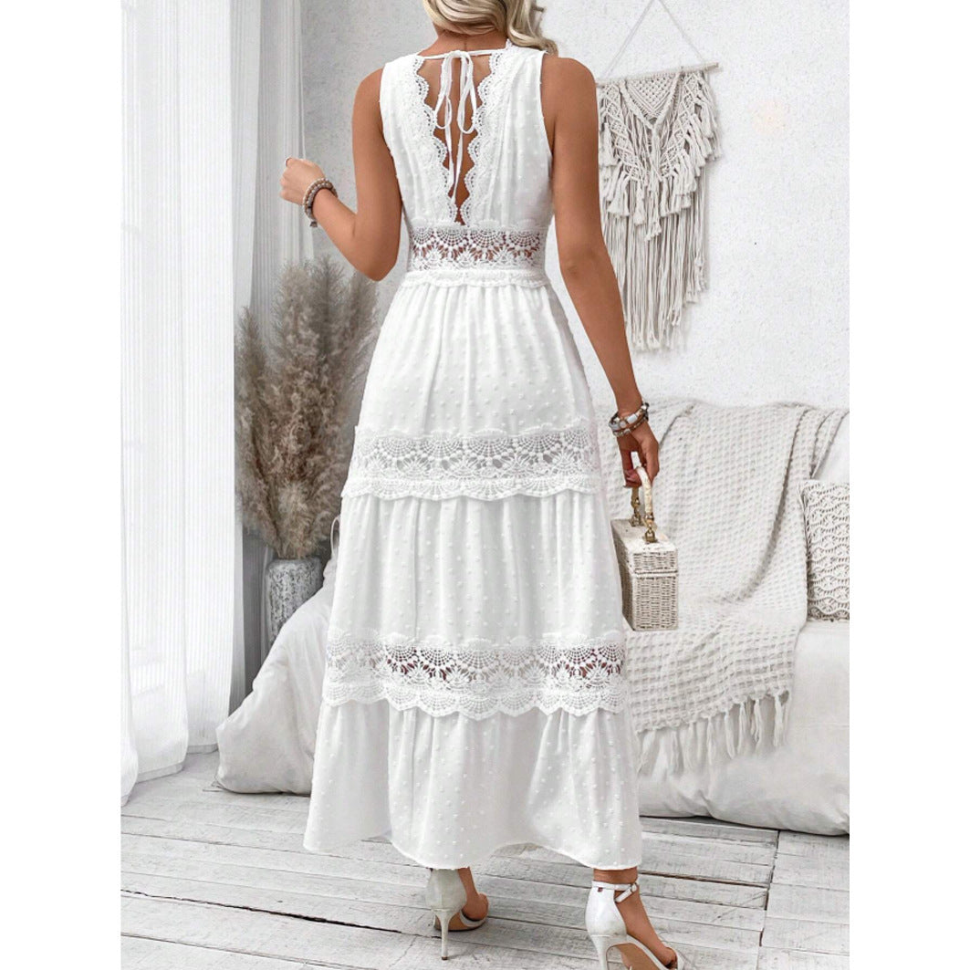 Robe sans manches en dentelle – Style chic et féminin
