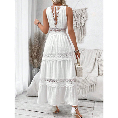 Robe sans manches en dentelle – Style chic et féminin
