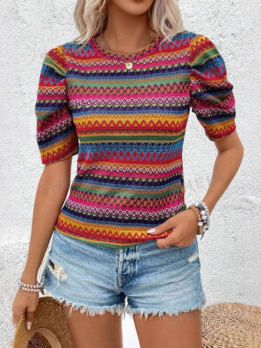 T-shirt Bohème Élégante - Couleur Pêche