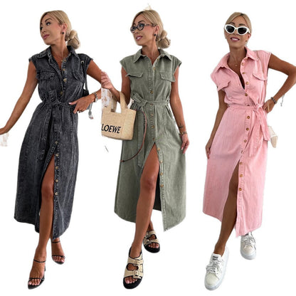 Robe en jean sans manches décontractée