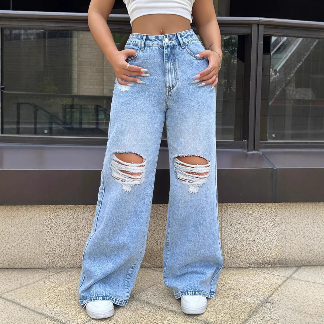 Jean large destroy femme – Chic et urbain