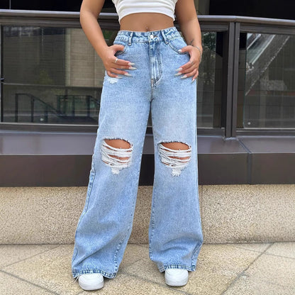 Jean large destroy femme – Chic et urbain