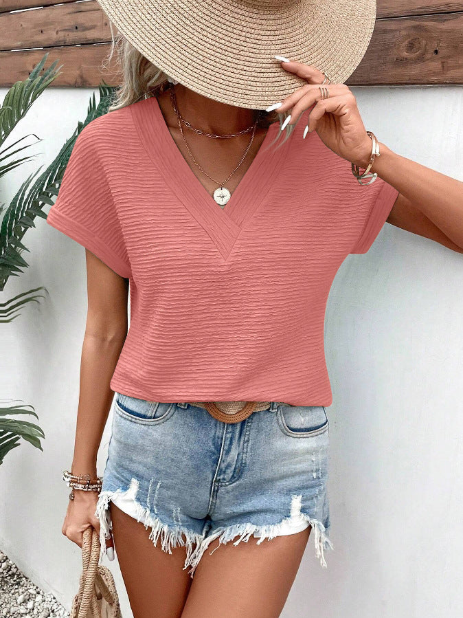 T-shirt ample à manches courtes et col en V