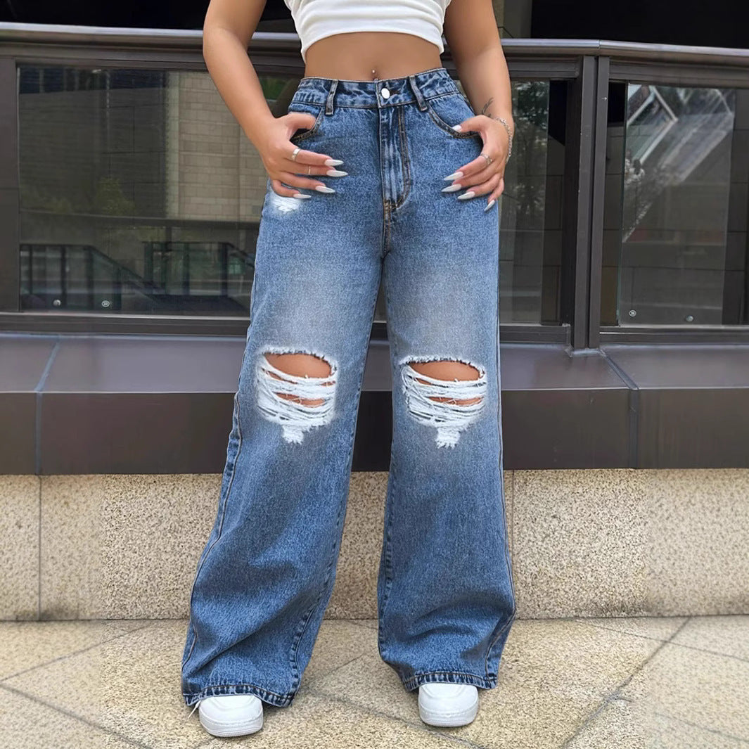 Jean large destroy femme – Chic et urbain