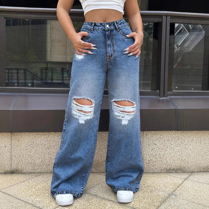 Jean large destroy femme – Chic et urbain