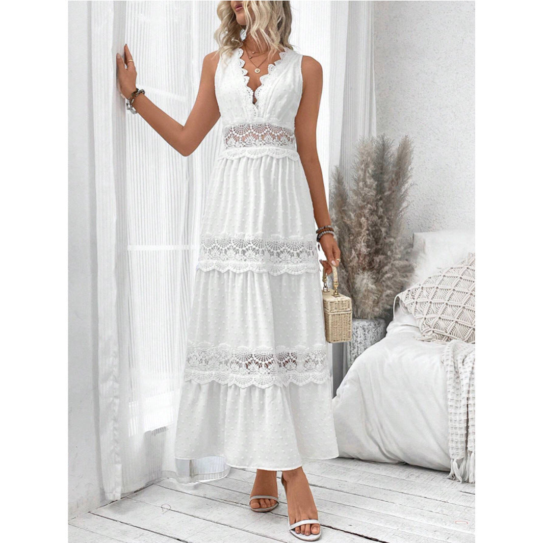 Robe sans manches en dentelle – Style chic et féminin