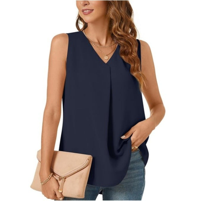 T-shirt ample et débardeur de couleur unie pour femme