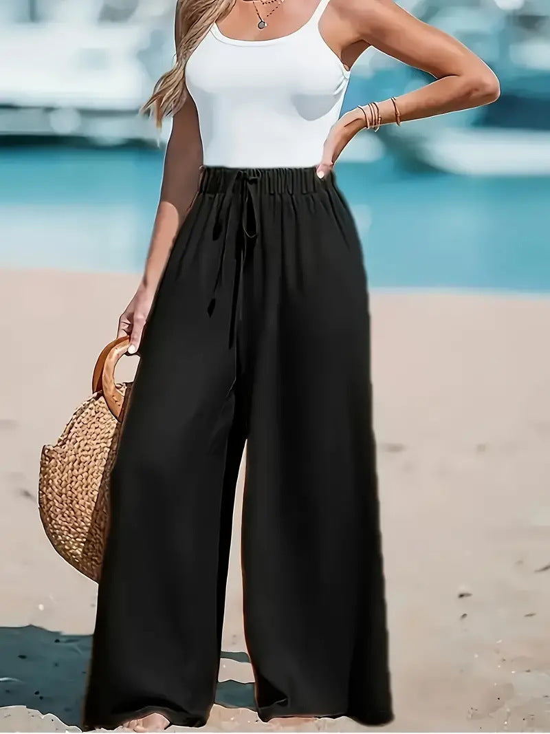Pantalon large femme – Fluide, taille haute et ultra confortable