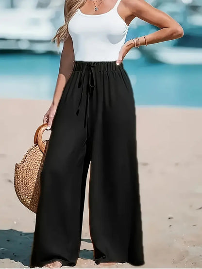 Pantalon large femme – Fluide, taille haute et ultra confortable