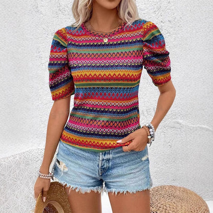 T-shirt Bohème Élégante - Couleur Pêche
