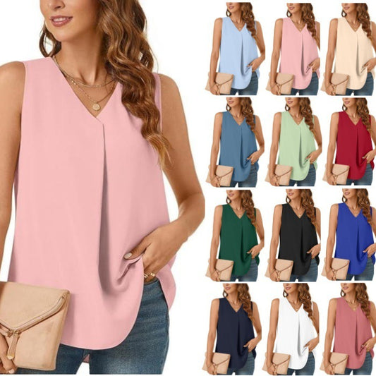 T-shirt ample et débardeur de couleur unie pour femme