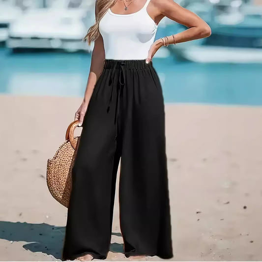 Pantalon large femme – Fluide, taille haute et ultra confortable