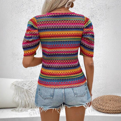 T-shirt Bohème Élégante - Couleur Pêche